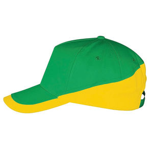 Бейсболка "Booster" 5 клиньев, желтый, зеленый,  100% хлопок с начесом, 260г/м2