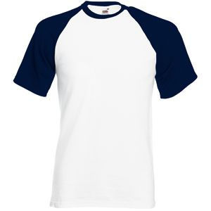 Футболка "Short Sleeve Baseball T", белый с глубоким темно-синим, 100% х/б, 160 г/м2