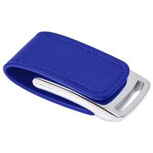 USB flash-карта "Lerix" (8Гб), темно-синий, 6х2,5х1,3см, металл, искусственная кожа