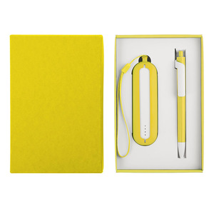 Набор SEASHELL-1:универсальное зарядное устройство(2000 mAh) и ручка в подарочной коробке,желтый
