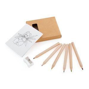 Набор цветных карандашей с раскрасками и точилкой, 7,4х9х1,5см, дерево, картон, бумага