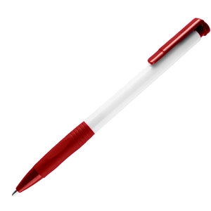 N13, ручка шариковая с грипом, пластик, белоый, красный