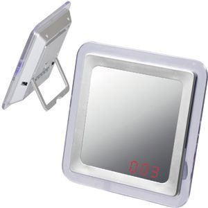 Часы-зеркало сенсорные с датчиком звука и будильником "Отраженье"; 13х13х2,2 см; пластик