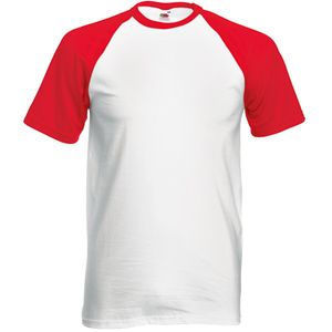 Футболка "Short Sleeve Baseball T", белый с красным, 100% х/б, 160 г/м2