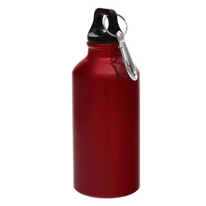 Бутылка для воды "Mento-1", алюминиевая, с карабином, 400 мл., красный