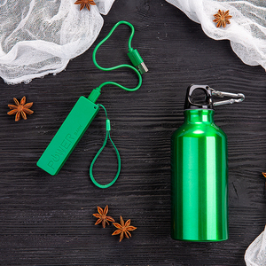 Набор подарочный ENERGYHINT: зарядное устройство, бутылка, цвет зеленый