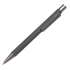 Ручка шариковая FACTOR, серый/темно-серый, металл, пластик, софт-покрытие