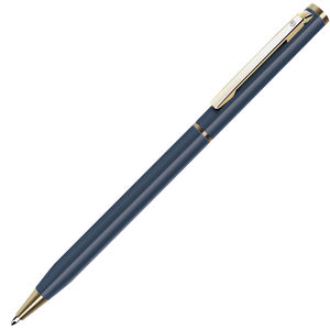SLIM, ручка шариковая, синий (мокрый асфальт)/золотистый, металл