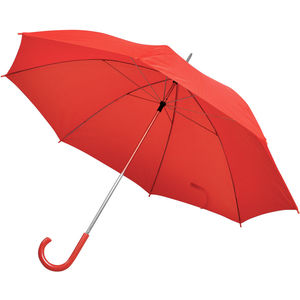 Зонт-трость с пластиковой ручкой, механический; красный; D=103 см; нейлон; шелкография