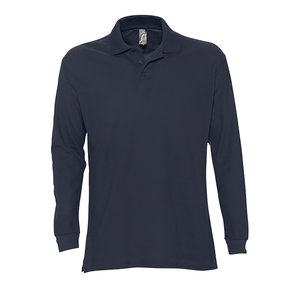 Рубашка поло мужская с длинным рукавом STAR, темно-синий, 100% х/б, 170г/м2