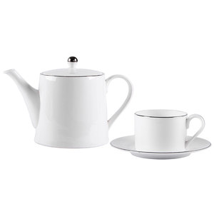 Набор PLATINUM: чайная пара и чайник, 200мл и 900мл, костяной фарфор
