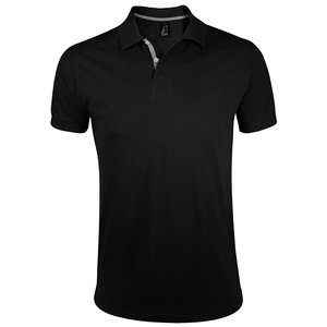 Рубашка поло мужская  "Portland Men" черный, серый, 100% х/б, 200г/м2