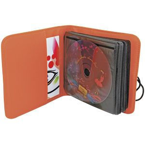 CD-холдер "UNION" для 24 дисков; оранжевый; 15,5х15х2 см; полиэстер; шелкография, лазерн. гравировка