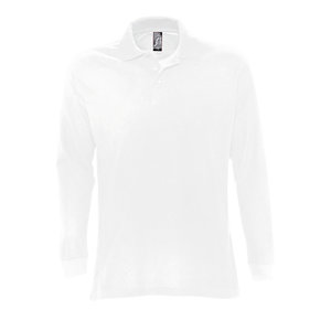 Рубашка поло мужская с длинным рукавом STAR, белый, 100% х/б, 170г/м2