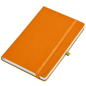 Бизнес-блокнот А5  "Silky", оранжевый,  твердая обложка,  в клетку