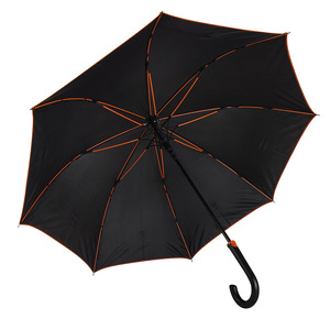 Зонт-трость "Back to black", полуавтомат, нейлон, черный с оранжевым
