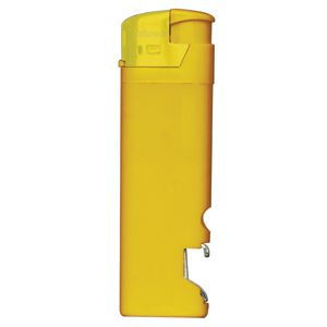 Зажигалка пьезо ISKRA с открывалкой, желтая, 8,2х2,5х1,2 см, пластик