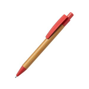 SYDOR, ручка шариковая, красный, бамбук, пластик с пшеничной соломой