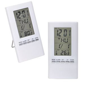 Часы-календарь-термометр "Монако",  белые,  12,5*7 см, пластик