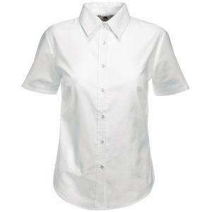 Рубашка "Lady-Fit Short Sleeve Oxford Shirt", белый, 70% х/б, 30% п/э, 130 г/м2
