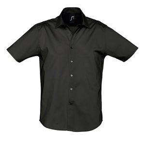 Рубашка мужская "Broadway", черный, 97% х/б, 3% п/э, 140г/м2
