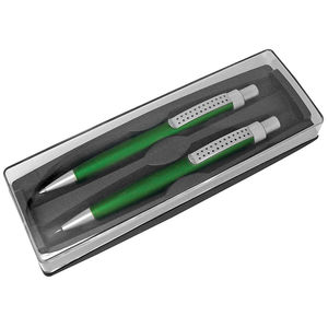 SUMO SET, набор в футляре: ручка шариковая и карандаш механический, зеленый/серебристый, металл/пластик