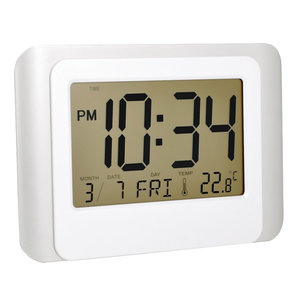 Часы электронные с будильником, календарем и термометром "Good day"; 11х2,5х11 см; пластик