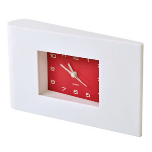 Часы настольные "Авангард" с будильником, белые с красным, 22,5х13х4 см, пластик