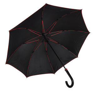 Зонт-трость "Back to black", полуавтомат, нейлон, черный с красным