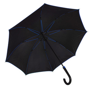 Зонт-трость "Back to black", полуавтомат, нейлон, черный с синим