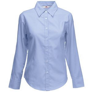 Рубашка "Lady-Fit Long Sleeve Oxford Shirt", светло-голубой, 70% х/б, 30% п/э, 135 г/м2