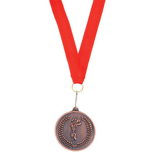 Медаль наградная на ленте "Бронза"; 48 см., D=5см.; текстиль, металл