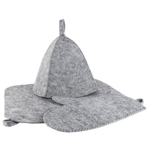 Набор "Ирония судьбы", шапка, коврик, рукавица, войлок, серый
