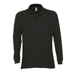 Рубашка поло мужская с длинным рукавом STAR, черный, S, 100% хлопок, 170 г/м2