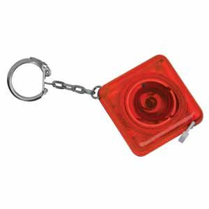 Брелок-рулетка (1м) прозрачно-красный; 4,6х4,6х1,4 см; пластик