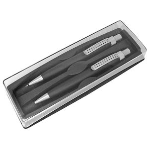 SUMO SET, набор в футляре: ручка шариковая и карандаш механический, черный/серебристый, металл/пластик