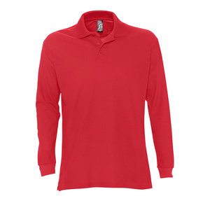 Рубашка поло мужская с длинным рукавом STAR, красный, 100% х/б, 170г/м2